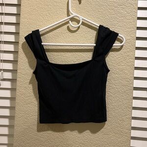 Black square neck top